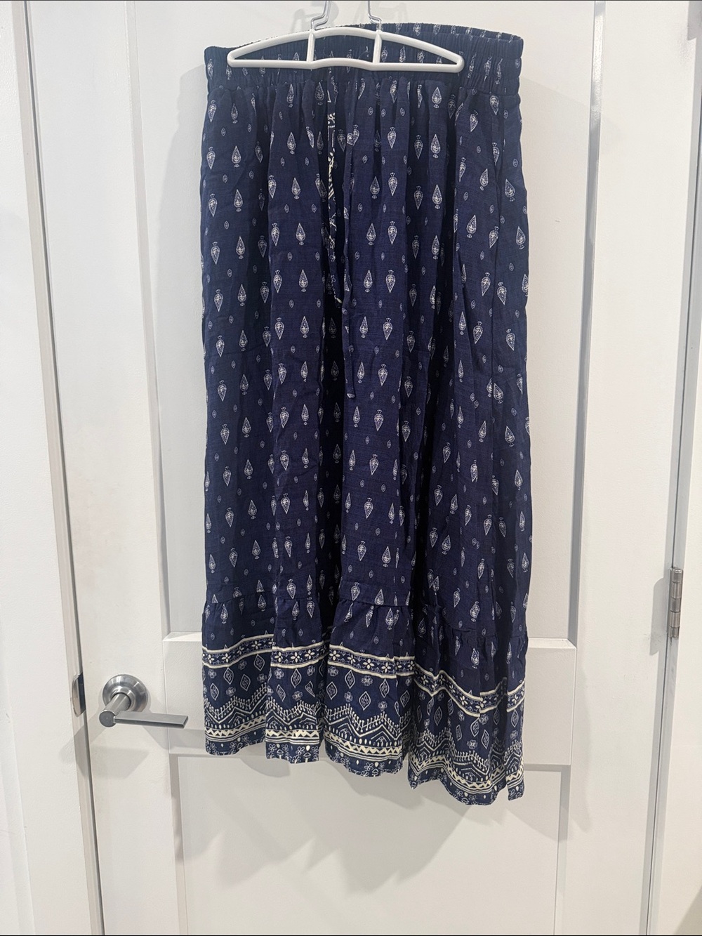 BloomChic Navy and White Printed Maxi Skirt